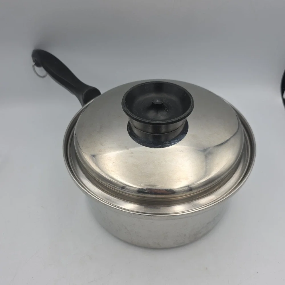 Chef's Ware Townecraft 2.5qt Saucepan w Lid Multi-Core T-304 Stainless USA Vtg